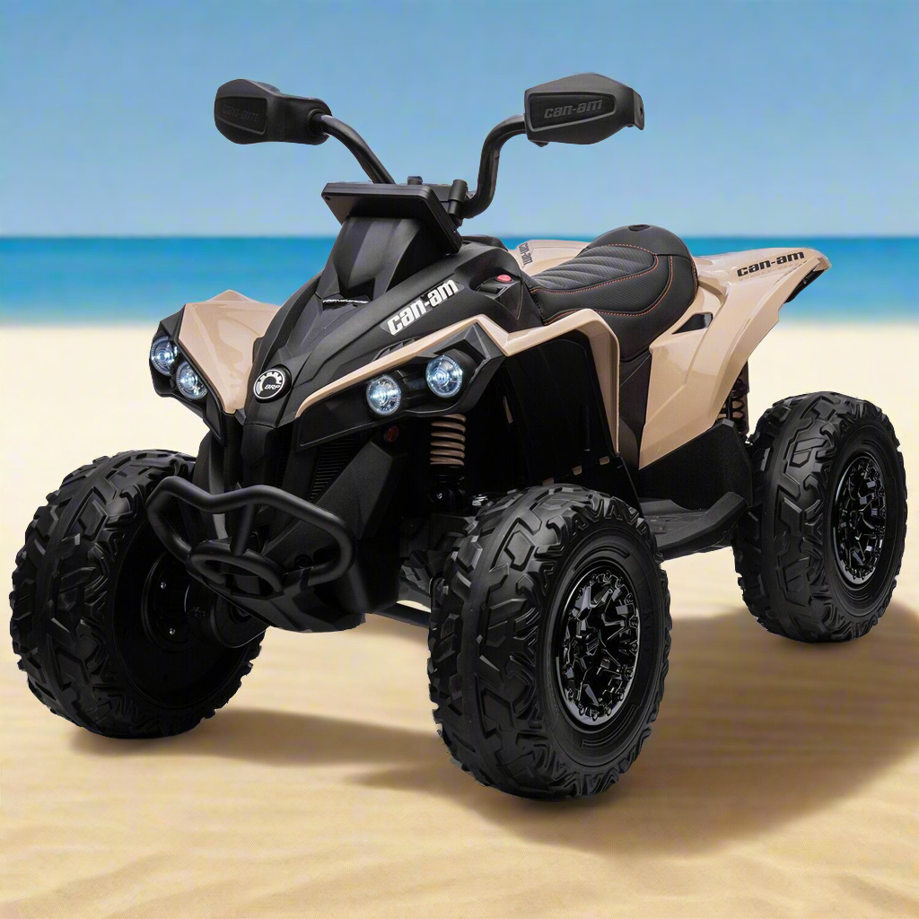 Can Am Kids 24V Electric Ride On Quad Bike Khaki Kiddies Motors