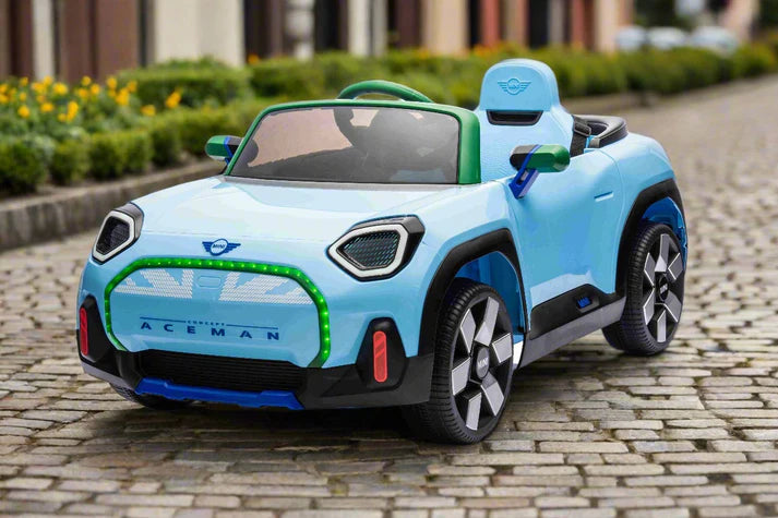 Mini Cooper Aceman 12v Kids Ride on Car With Remote Blue