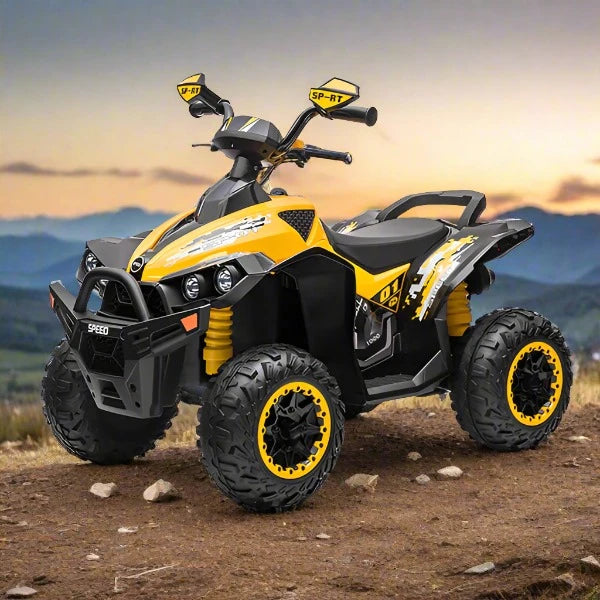 Predator ATV 12V Kids Ride On Quad Bike UPGRADED Yellow