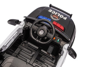 12V Kids Electric Ride On Police Car With Parental Control - Black