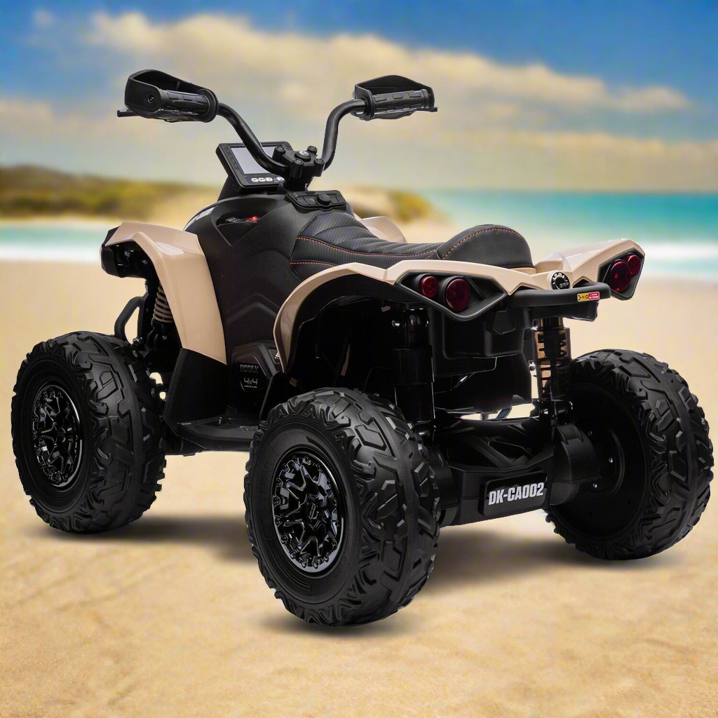 Can Am Kids 24V Electric Ride On Quad Bike Khaki Kiddies Motors
