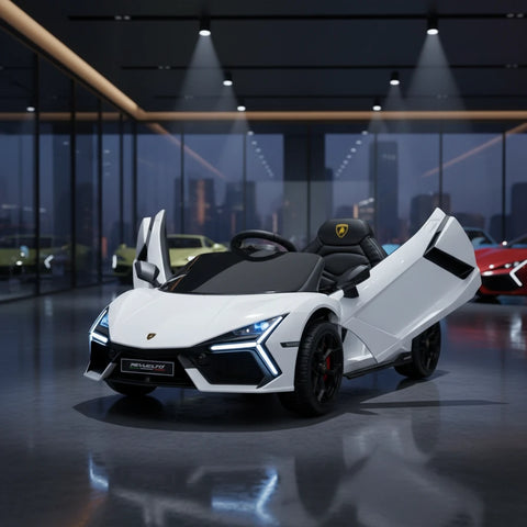 Licensed Lamborghini Revuelto 12V Kids Ride on Car With Remote Leather Seats EVA Wheels - White