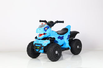 Kids Dinosaur Jurassic 12V Ride On Quad - Blue