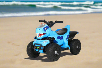 Kids Dinosaur Jurassic 12V Ride On Quad - Blue