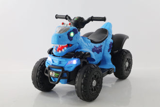 Kids Dinosaur Jurassic 12V Ride On Quad - Blue
