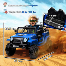 12V Electric Kids Ride On Jeep In Blue with parental controller