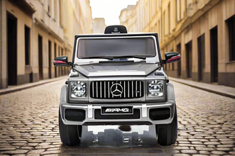 Licensed Mercedes G63 12v Optional High Door Kids Ride On Jeep - Metallic Silver