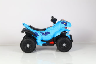 Kids Dinosaur Jurassic 12V Ride On Quad - Blue
