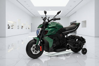 Ducati Diavel Bentley Kids 12v Ride on Electric Motor Bike with Stabilizer - Green