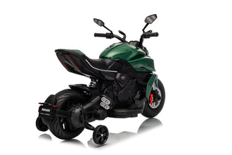 Ducati Diavel Bentley Kids 12v Ride on Electric Motor Bike with Stabilizer - Green