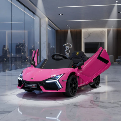 Lamborghini Revuelto 12V Kids Ride on Car With Remote Leather Seats EVA Wheels - Pink