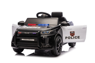 12V Kids Electric Ride On Police Car With Parental Control - Black