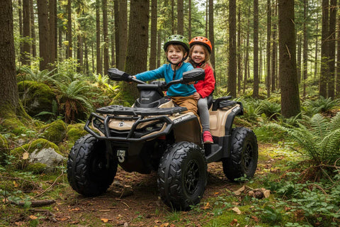 Licensed Cam Am Outlander 24V Electric Kids 2 Seater Quad Bike - Khaki