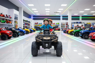Licensed Cam Am Outlander 24V Electric Kids 2 Seater Quad Bike - Khaki