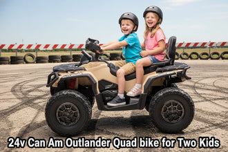 Licensed Cam Am Outlander 24V Electric Kids 2 Seater Quad Bike - Khaki