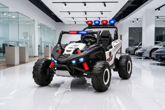 Police 24v Kids Two Seater Ride on UTV Buggy With Remote Leather Seats EVA Wheels 4 x Motors