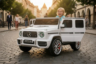 Licensed Mercedes G63 12v Ride on Car SUV with Remote - White - With High Doors