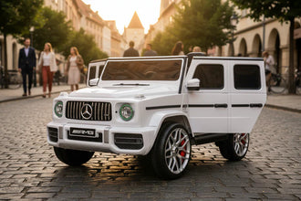 Licensed Mercedes G63 12v Ride on Car SUV with Remote - White - With High Doors