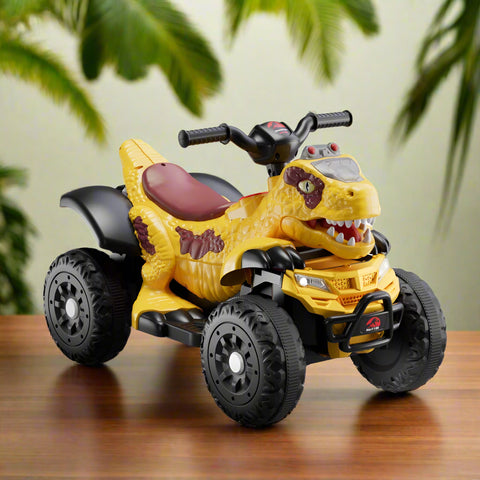 Kids Dinosaur Jurassic 12V Ride On Quad - Yellow