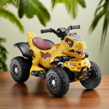 Kids Dinosaur Jurassic 12V Ride On Quad - Yellow