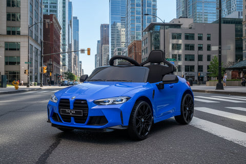 Licensed 12V BMW M4 Ride-On Coupe for Kids - Blue