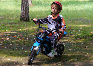 24V Kids Ride on Electric Motorbike 350W Motors with Twist Grip Throttle - Blue