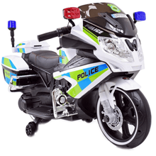 Ride On Electric Police Motorbike 12v with Loud Speaker Upgraded Wheels