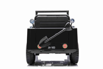 New 12v Kids Ride on Military Style Jeep with Remote in Black - Leather Seat EVA Wheels