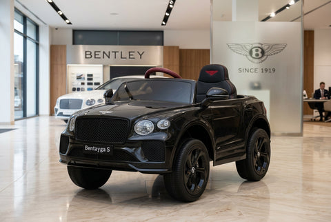 Bentley Bentayga Kids 12v Ride On Car with Remote in Black - Leather Seat & EVA Wheels