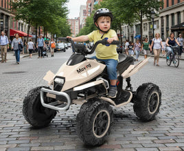24V Kids Ride on Electric Quad Bike ATV 2x200W Motors EVA Wheels -  Beige