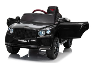 Bentley Bentayga Kids 12v Ride On Car with Remote in Black - Leather Seat & EVA Wheels