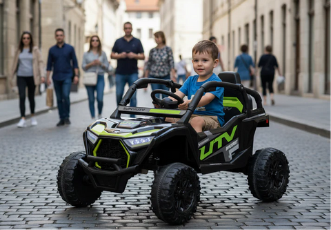 12v Kids Ride on Mini UTV Buggy With Remote & EVA Wheels - Black/Green