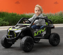 12v Kids Ride on Mini UTV Buggy With Remote & EVA Wheels - Black/Green