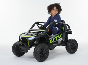 12v Kids Ride on Mini UTV Buggy With Remote & EVA Wheels - Black/Green