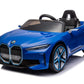 BMW i4 Licensed Kids 12V Electric Ride On Car with parental control and self drive In Blue