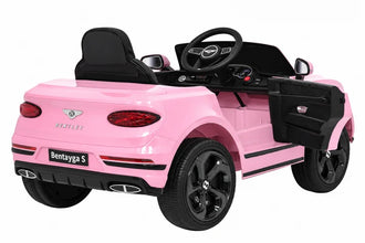 Bentley Bentayga S Kids 12v Ride On Car with Remote in Pink - Leather Seat & EVA Wheels