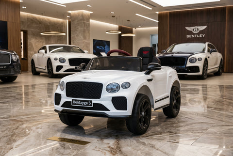 Bentley Bentayga Kids 12v Ride On Car with Remote in White - Leather Seat & EVA Wheels