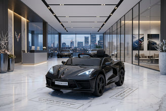 Corvette C8 Kids 12v Ride On Car with Remote in Black - Leather Seat & EVA Wheels