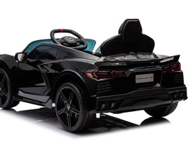Corvette C8 Kids 12v Ride On Car with Remote in Black - Leather Seat & EVA Wheels