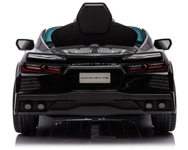 Corvette C8 Kids 12v Ride On Car with Remote in Black - Leather Seat & EVA Wheels