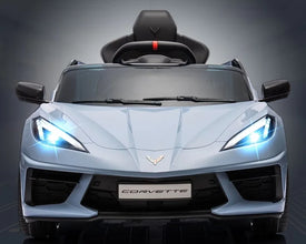 Corvette C8 Kids 12v Ride On Car with Remote in Blue - Leather Seat & EVA Wheels
