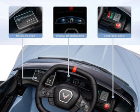 Corvette C8 Kids 12v Ride On Car with Remote in Blue - Leather Seat & EVA Wheels