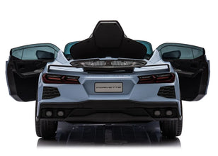 Corvette C8 Kids 12v Ride On Car with Remote in Blue - Leather Seat & EVA Wheels
