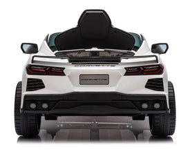 Corvette C8 Kids 12v Ride On Car with Remote in White - Leather Seat & EVA Wheels