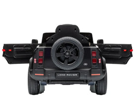 Land Rover Defender 12v Kids Ride On Car with Remote in Black - Leather Seat & EVA Wheels
