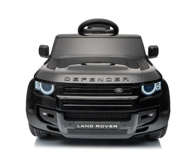 Land Rover Defender 12v Kids Ride On Car with Remote in Black - Leather Seat & EVA Wheels