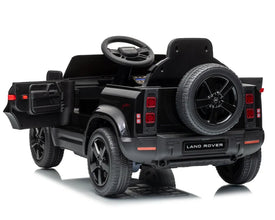 Land Rover Defender 12v Kids Ride On Car with Remote in Black - Leather Seat & EVA Wheels