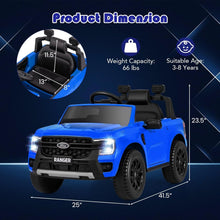 12V Ford Ranger Kids Electric Ride On Car with Parental Remote - Blue