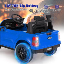 12V Ford Ranger Kids Electric Ride On Car with Parental Remote - Blue
