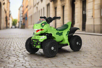 Kids Dinosaur Jurassic 12V Ride On Quad - Green